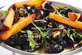 Blue Mussels in Cream Sauce with Spicy French Baguette