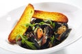 Blue Mussels in Cream Sauce with Spicy French Baguette