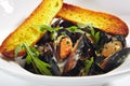 Blue Mussels in Cream Sauce with Spicy French Baguette