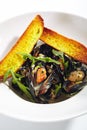 Blue Mussels in Cream Sauce with Spicy French Baguette