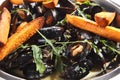 Blue Mussels in Cream Sauce with Spicy French Baguette