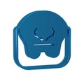 Blue Mustache and beard icon isolated on transparent background. Barbershop symbol. Facial hair style.