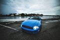 Blue Mustang in Miami Downtown Royalty Free Stock Photo