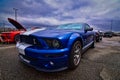 Modern Muscle blue Mustang in the rain at Cruisin for a Cause All in Against Cancer Benefit Car show