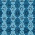 Blue mystery outline pattern with space items