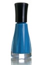 Blue nail polish on white background Royalty Free Stock Photo
