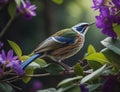 Blue naped Starling Luscinia caerulea. generative ai