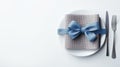 Blue Napkin With Bow: Photorealistic Pastiche Style For Eid Al-fitr Gift