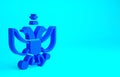 Blue National emblem of Russia icon isolated on blue background. Russian coat of arms two-headed eagle. Minimalism Royalty Free Stock Photo