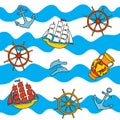 Blue nautical and archeology pattern