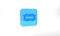 Blue Nautical rope knots icon isolated on grey background. Rope tied in a knot. Glass square button. 3d illustration 3D