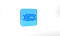 Blue Nautical rope knots icon isolated on grey background. Rope tied in a knot. Glass square button. 3d illustration 3D