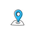 Blue navigation web map pointer hand drawn icon