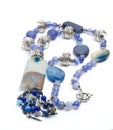 Blue necklace with agate Royalty Free Stock Photo