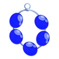 Blue necklace amulet icon, cartoon style