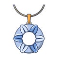 Blue necklace icon, cartoon style