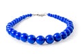 Blue necklace of large beads Royalty Free Stock Photo