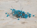 Blue needle pins Royalty Free Stock Photo