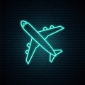 Blue neon airplane sign.