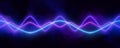 Blue neon audio sound voice wave pulse light.