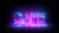 Blue Neon Cafe Digital background with light. Animation in 3D Nightclub Blinking Neon Sign. Text CAFE. animation that moves. HD