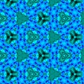 Blue neon continuous geometric mosaic pattern