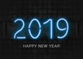 Blue Neon 2019 Happy New Year