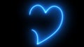Blue Neon heart. Bright neon light. Empty template. Womens Day. Valentine\'s day heart futuristic abstract space Royalty Free Stock Photo