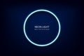 Blue neon light circle frame on background. Vector illustration Royalty Free Stock Photo