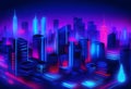 blue neon light city background Royalty Free Stock Photo