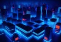 blue neon light city background Royalty Free Stock Photo