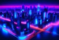 blue neon light city background Royalty Free Stock Photo