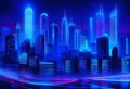 blue neon light city background Royalty Free Stock Photo