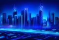 blue neon light city background Royalty Free Stock Photo