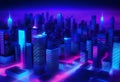 blue neon light city background Royalty Free Stock Photo