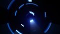 Blue neon light trails circle shapes Royalty Free Stock Photo