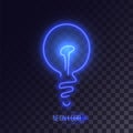 Blue neon lightbulb logo