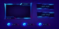 Blue neon live stream gaming esport frame panels modern tech cyber futuristic display elegant Royalty Free Stock Photo