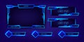 Blue neon live stream gaming esport frame panels modern tech cyber futuristic display elegant Royalty Free Stock Photo