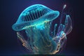 Blue neon medusa jellyfish