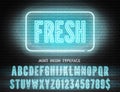 Blue neon narrow bold font and vector Fresh night light sign