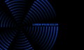 Blue Neon Rotating Propeller Banner. Twisted glowing dots on a black background.