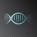 Blue neon shining DNA helix isolated on transparent background