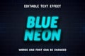 Blue neon text effect editable Royalty Free Stock Photo