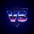 Blue Neon Versus Emblem. VS Vector Letters Illustration