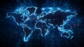 Blue neon world map Royalty Free Stock Photo