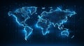 Blue neon world map Royalty Free Stock Photo