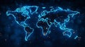 Blue neon world map Royalty Free Stock Photo