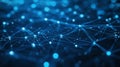 Blue network of glowing digital connections and nodes in abstract pattern Royalty Free Stock Photo
