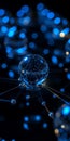 Blue Network Of Glowing Orbs Connected With Radiant Lines Forming Crystal, Scientific Visualisation Royalty Free Stock Photo